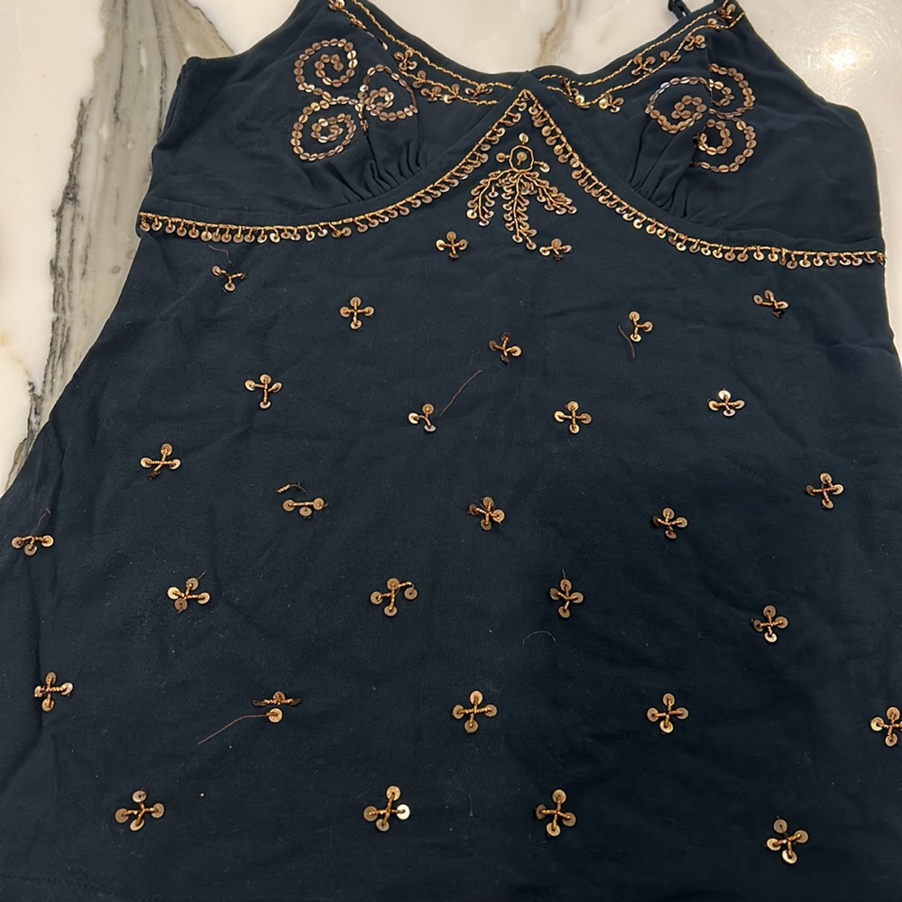 Black Tank with Bronze Beading-Sz M - Picture 8 of 11